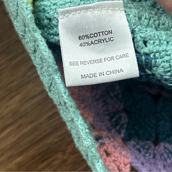 WITTY FOX Granny Square Crochet Crop Tank Top Boho Festival Indie Beach Y2K Sz S - Picture 10 of 12